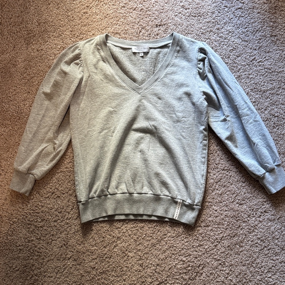 Michael Stars Light Gray V-Neck Sweater